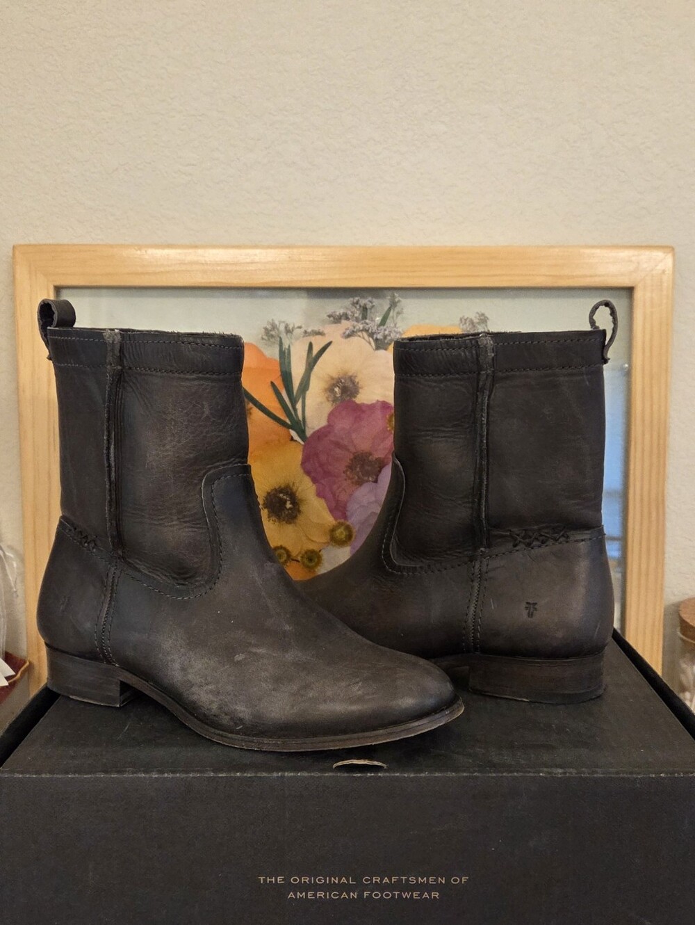 Frye Dark Grey Leather Ankle Boots